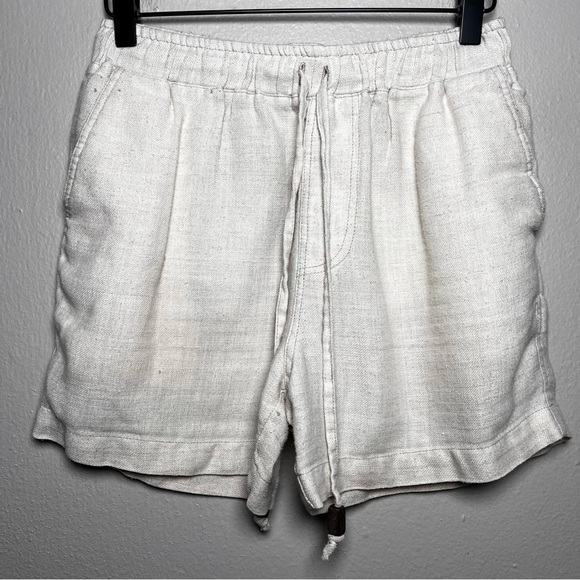 Folks Women 100% Linen‎ Shorts Small Tan Pull On Coastal Lagenlook Beach Resort - Picture 1 of 8